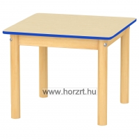 Óvodai négyzet asztal, 60x60x58 cm - juhar asztallap-kék élzárással