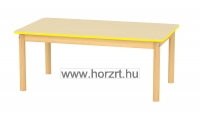 Óvodai téglalap asztal, állítható mag, 120x67x52-58 cm, juhar asztallap-sárga élzárással