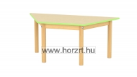 Bölcsődei trapéz asztal, 118x60x46 cm - juhar asztallap-zöld élzárással