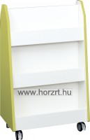 Gurulós, kétoldalas könyvespolc - kék oldallal