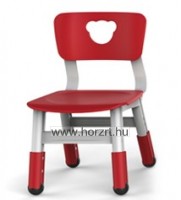 Lili szék, ovis méret, 30 cm magas, piros támlával és ülőkével, rakásolható
