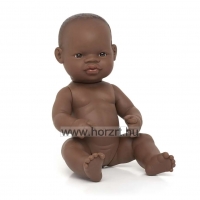 Afrikai baba - fiú, hajas, fürdethető, 38 cm 12 hó+