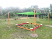 Homokozókeret - Gondozásmentes, 250x250 cm - színes, vidám figurákkal dekorált
