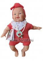 Lány baba, rózsaszín szettben - kopasz, fürdethető, 24 cm 24 hó+