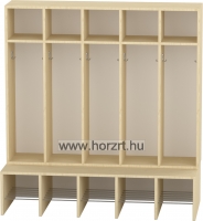 Komfort gyermeköltöző 5 fős, rácsos cipőtartóval-juhar