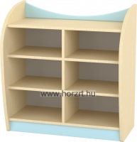 Marci íves kisszekrény - 6 fakkos, nyitott, juhar-pasztellkék