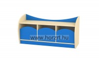 Marci alacsony szekrény,<br>3 fiókkal, juhar-kék,<br>kék színű fiókokkal