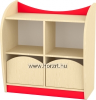Marci íves kisszekrény - 2 fiókos, juhar-piros