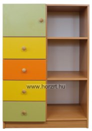 Fanni Fiókos, Ajtós, Színes Szekrény 80x40x118 cm - Juhar alappal