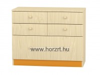 Flóra alacsony szekrény V. 5 fiókos, juhar-narancs