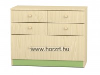 Flóra alacsony szekrény V. 5 fiókos, juhar-zöld