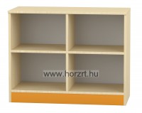 Flóra alacsony nyitott szekrény, 4 rekeszes, juhar-narancs