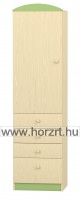 Flóra fiókos szekrény, 50x40x187 cm, juhar-zöld