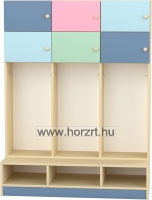 Flóra magas gyermeköltöző 4 személyes - 2 fakkos - 4 ajtós -rácsos cipőtartóval