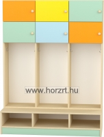 Flóra magas gyermeköltöző 6 személyes - 3 fakkos - 6 ajtós -polcos cipőtartóval