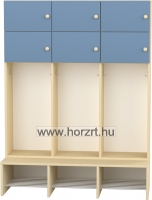 Flóra magas gyermeköltöző 6 személyes - 3 fakkos - 6 ajtós -rácsos cipőtartóval