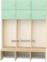 Flóra magas gyermeköltöző 6 személyes - 3 fakkos - 6 ajtós -rácsos cipőtartóval