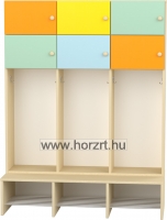 Flóra magas gyermeköltöző 6 személyes - 3 fakkos - 6 ajtós -polcos cipőtartóval