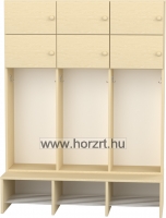Flóra magas gyermeköltöző 6 személyes - 3 fakkos - 6 ajtós -rácsos cipőtartóval