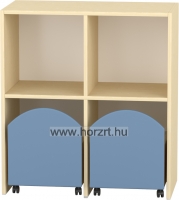 Komfort szekrény II. - gurulós acélkék tárolókkal