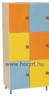 Színes öltözőszekrény - 6 ajtóval, polcos és akasztós 66x50x180 cm