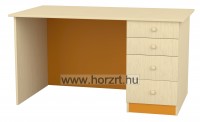 Íróasztal fiókokkal, 140x80x75 cm, juhar-narancs