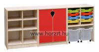 Lili szekrénysor - B<br>2 db görgős tároló<br>- 8 db tálca
