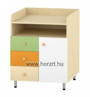 Lili pelenkázószekrény - 3 fiókos, oldalszekrényes, 70x75x90 cm
