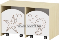 Sziluett Vízivilág játéktárolós szekrény, 2 gurulós fiókkal - fehér