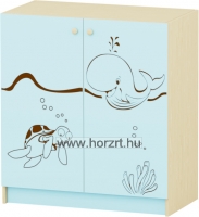 Sziluett Vízivilág teliajtós, 2 polcos szekrény - pasztellkék