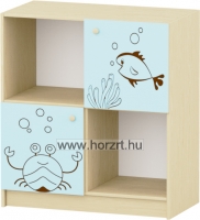 Sziluett Vízivilág 4 fakkos, 2 ajtós szekrény - pasztellkék-juhar