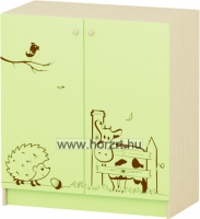 Sziluett Meserét teliajtós, 2 polcos szekrény - zöld