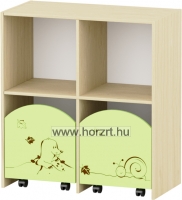 Sziluett Meserét szekrény, gurulós tárolókkal - zöld-juhar