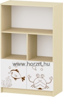 Sziluett Vízivilág 4 fakkos, polcos, alul teliajtós szekrény - fehér-juhar