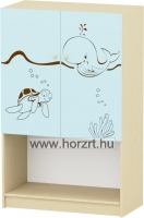 Sziluett Vízivilág 1 polcos, 2 fakkos, 2 ajtós szekrény - pasztellkék-juhar