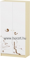 Sziluett Meserét teleajtós, 3 polcos szekrény - fehér-juhar