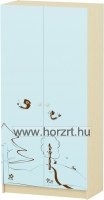 Sziluett Meserét teleajtós, 3 polcos szekrény - pasztellkék-juhar