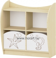 Marci íves kisszekrény - 6 fakkos, nyitott, juhar-zöld