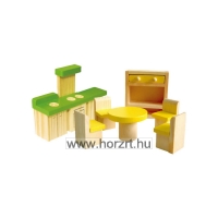 Babaház berendezéssel, színes