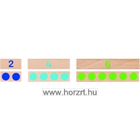 Fa számolórúd készlet - számok, számképek, színek és méretek