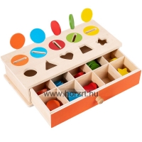 Fa szortírozó doboz, szín- és formaválogató