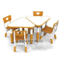 Happy Íves háromszög asztal, állítható magasságú - piros