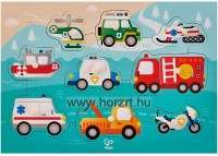 Hape Fogantyús Puzzle - Szirénázó Járművek 24 hó+