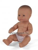 Európai baba - lány, kopasz, fürdethető, 33 cm 10 hó+