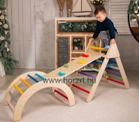 Pöttöm Tornász 3 részes Pikler szett- háromszög mászóka rámpával és íves mászókával, színes 24 hó+