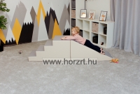 Modulkészlet kicsiknek - Lépcső és Lejtő - mozgásfejlesztő szivacsmodul, bézs-szürke 24 hó+