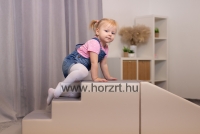 Modulkészlet kicsiknek - Lépcső és Lejtő - mozgásfejlesztő szivacsmodul, bézs-szürke 24 hó+