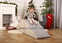 Modulkészlet kicsiknek - Lépcső és Lejtő - mozgásfejlesztő szivacsmodul, bézs-szürke 24 hó+