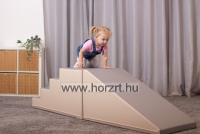 Modulkészlet kicsiknek - Lépcső és Lejtő - mozgásfejlesztő szivacsmodul, bézs-szürke 24 hó+