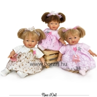 Lány baba - barna copfos, 26 cm 24 hó+